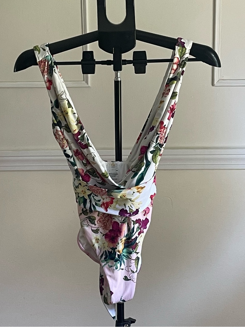 PQ Swim Floral V-Neck Pink and White One-Piece Top - Picture 2 of 7